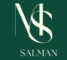 Minimalist MS monogram logo on a dark green background with SALMAN text